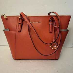 New MICHAEL KORS Jet Set Travel Large Shoulder Tote Bag Grapefruit Vacation